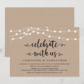 Invitation Guirlandes lumineuses rustiques, Célébrez avec nou (Devant / Derrière)