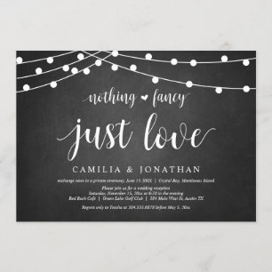 Invitation Guirlandes Lumineuses, Tableau Noir, Mariage Intim
