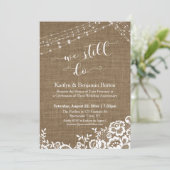 Invitation Guirlandes Lumineuses Toile de Jute Dentelle Nous  (Debout devant)