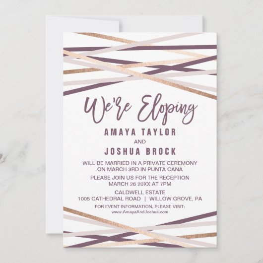 Invitation Guirlandes Rose Pâle et Or Rose Nous Fuyons (Devant)