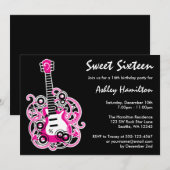 Invitation Guitar Rock Star Sweet 16 Anniversaire fête Hot ro (Devant / Derrière)