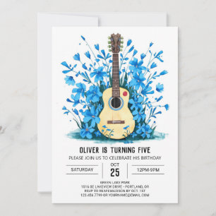 Invitation Guitare acoustique en ligne anniversaire garçon