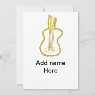 Invitation Guitare acoustique paillettes dorées ajouter nom d