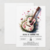 Invitation Guitare acoustique rose Anniversaire (Devant / Derrière)