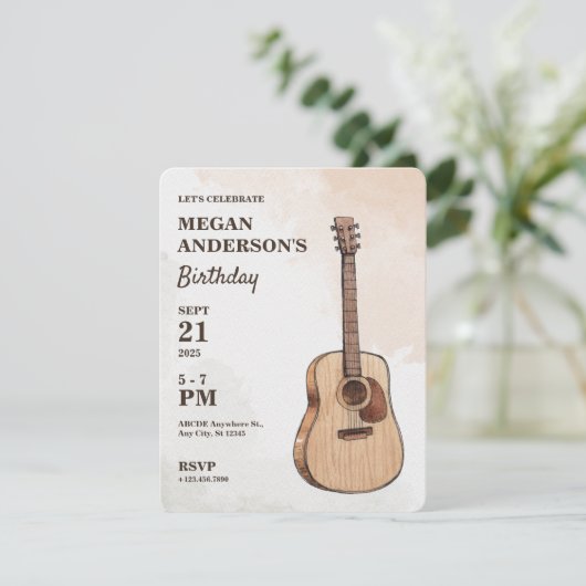 Invitation Guitare art acoustique (Debout devant)