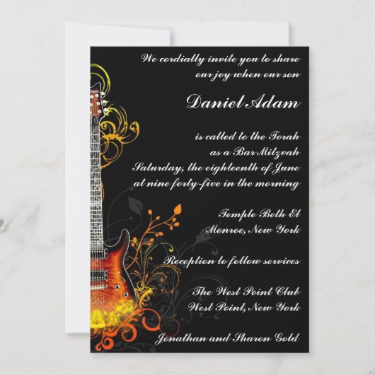 Invitation guitare Bar Mitzvah (Devant)
