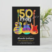 Invitation Guitare Black and Gold 50e anniversaire fête (Debout devant)