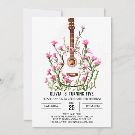 Invitation Guitare classique Chord Anniversaire (Devant)