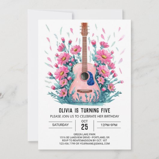 Invitation Guitare classique Chord Anniversaire (Devant)
