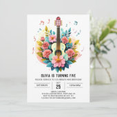 Invitation Guitare classique rose Anniversaire (Debout devant)