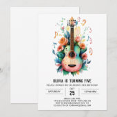 Invitation Guitare de ballade acoustique Anniversaire (Devant / Derrière)