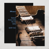 Invitation Guitare de musique country occidentale en bois de (Devant / Derrière)