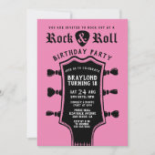 Invitation Guitare de roche noire et rose (Devant)