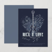 Invitation Guitare électrique avec notes de coeur et de musiq (Devant / Derrière)
