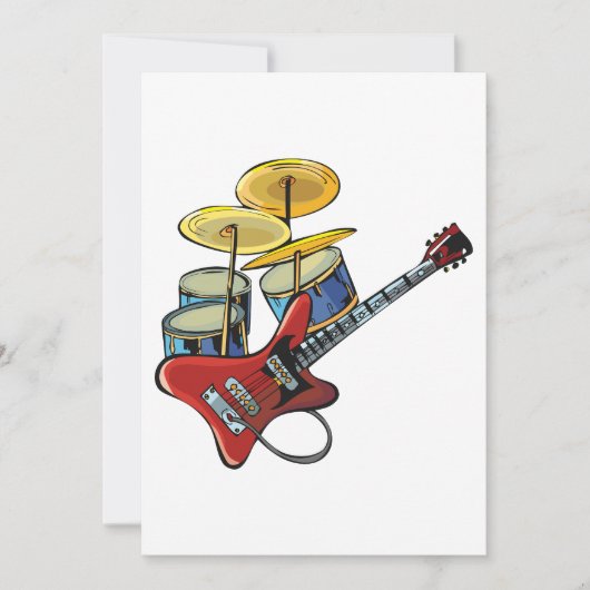 Invitation Guitare Électrique Et Fûts (Devant)