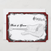Invitation Guitare électrique Noir Rouge Blanc Mariage de mus (Dos)