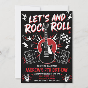 Invitation Guitare Électrique Rockstar Personnelle Anniversai