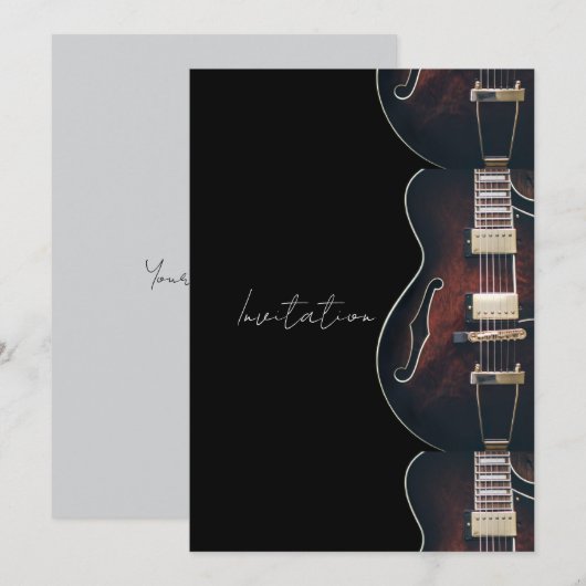 Invitation Guitare Électrique Sur Fond Noir (Devant / Derrière)