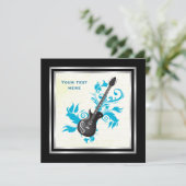 Invitation Guitare électrique sur produit personnalisé feuill (Debout devant)