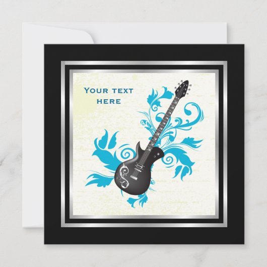 Invitation Guitare électrique sur produit personnalisé feuill (Devant)