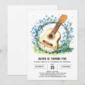 Invitation Guitare pour enfants acoustiques Anniversaire (Devant / Derrière)