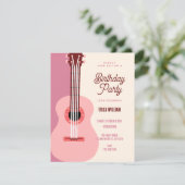 Invitation Guitare rose (Debout devant)