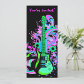 Invitation Guitare sauvage (noir) (Debout devant)