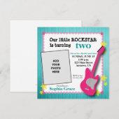 Invitation Guitare & Stars Fille Rockstar Anniversaire (Devant / Derrière)