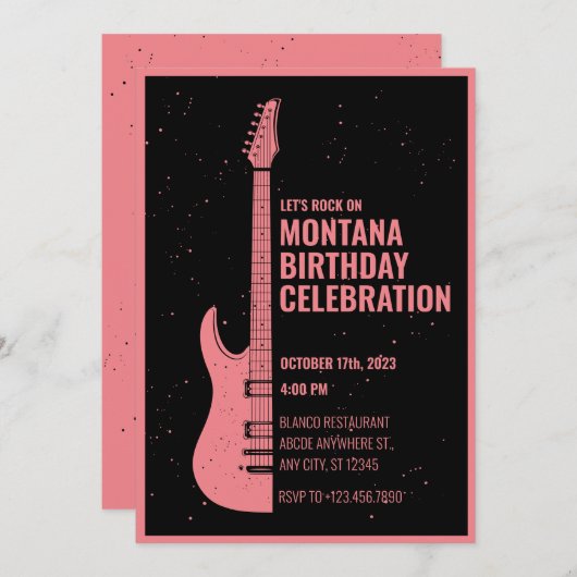 Invitation Guitare vintage  (Devant / Derrière)