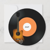 Invitation Guitare Vinyl Record Musique Thème Noir Mariage (Dos)