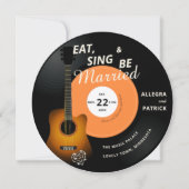 Invitation Guitare Vinyl Record Musique Thème Noir Mariage (Devant)