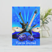 Invitation Guitares électriques bleues, tambours et haut-parl (Debout devant)