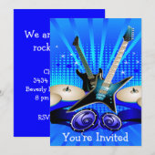 Invitation Guitares électriques bleues, tambours et haut-parl (Devant / Derrière)