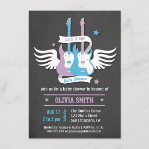 Invitation Guitares Jumelles Rock and Roll Berceuse pour Bébé