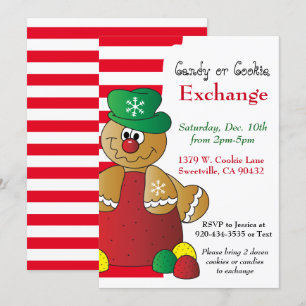 Invitation Gumdrop pain d'épices Échange de biscuits et de bo