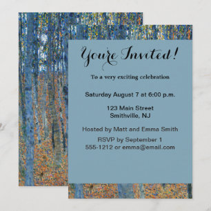Invitation Gustav Klimt Forêt de Hêtres Art Fin Vintage