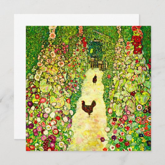 Invitation Gustav Klimt Garden with Chickens (Devant / Derrière)