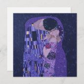 Invitation Gustav Klimt Kiss en violet Art Print Flat Card (Devant / Derrière)