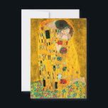 Invitation Gustav Klimt Le Baiser<br><div class="desc">Carte représentant la peinture à l’huile de Gustav Klimt avec la feuille d’or The Kiss (1908). Un homme et une femme,  aux couleurs dorées brillantes,  embrassent et embrassent avec amour dans un champ de fleurs. Un grand cadeau pour les amateurs d'art Art Nouveau et autrichien.</div>