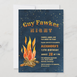 Invitation Guy Fawkes Fête de nuit Feu de feu d'artifice Anni