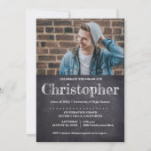 Invitation Guy Graduation Party Photo Chalkboard (Devant)