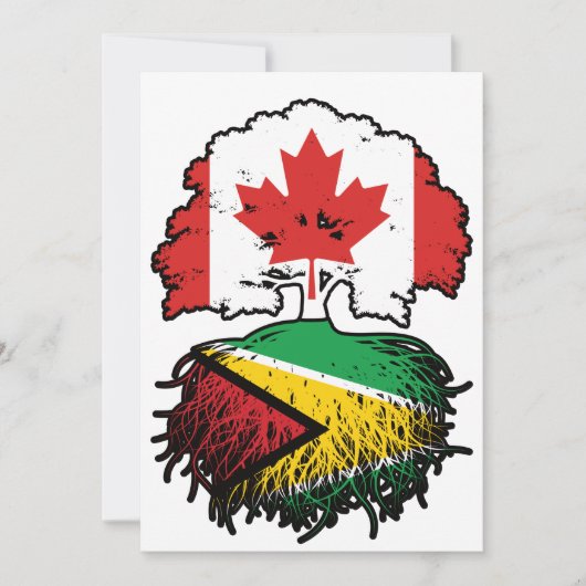 Invitation Guyana Guyane Drapeau canadien des racines d'arbre (Devant)