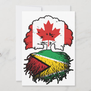 Invitation Guyana Guyane Drapeau canadien des racines d'arbre