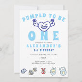 Invitation Gymnase Exercice Un Garçon Fort 1er Anniversaire (Devant)