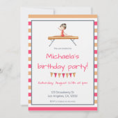 Invitation Gymnaste rose orange sur Beam Gymnastique (Devant)
