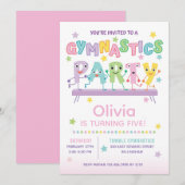 Invitation Gymnastics Birthday Party for Girl (Devant / Derrière)