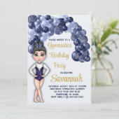 Invitation Gymnastique Anniversaire avec Bleu Balloon Arch (Debout devant)