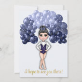 Invitation Gymnastique Anniversaire avec Bleu Balloon Arch (Dos)