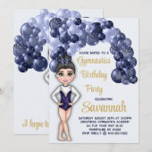 Invitation Gymnastique Anniversaire avec Bleu Balloon Arch (Devant / Derrière)