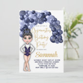 Invitation Gymnastique Anniversaire avec Bleu Balloon Arch (Debout devant)